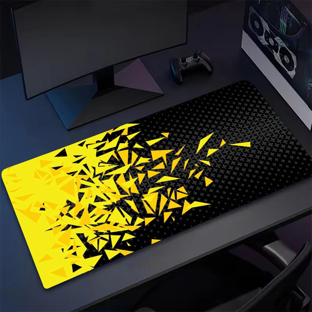 Yellow Desk Setup - Arte amarela simples mouse pad grande