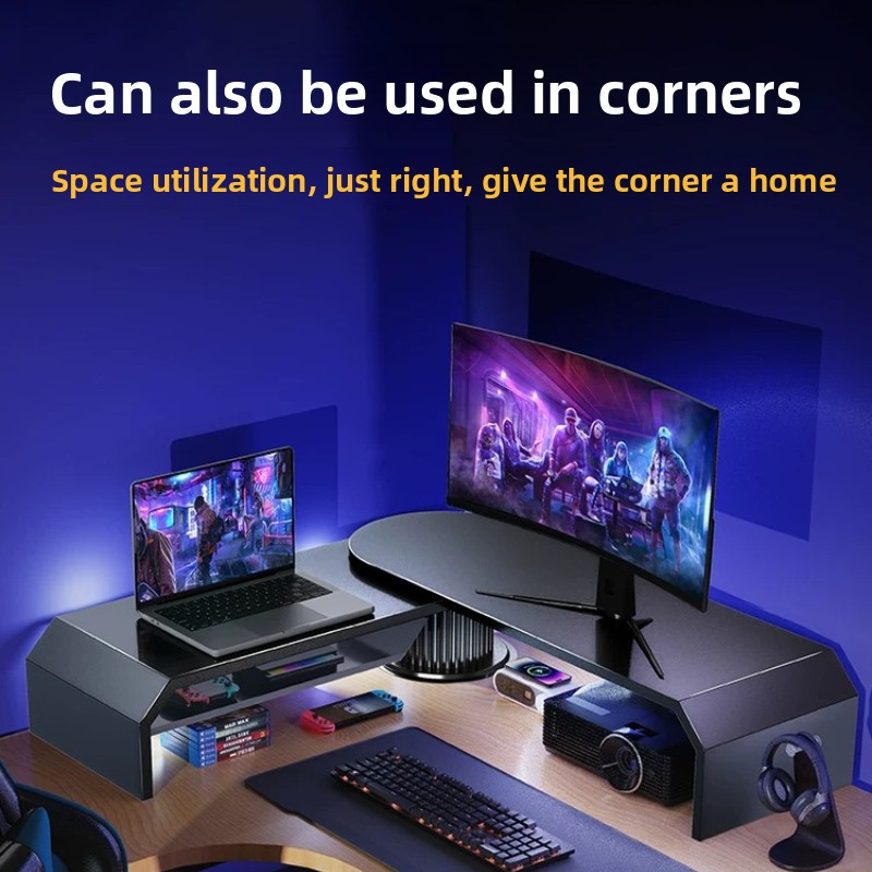 Desk Setup For Laptop And Monitor - Suporte de Monitor Duplo para Jogos,