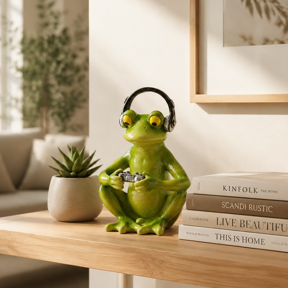 Desk Setup Headphones - Estátua Engraçada de Sapo Gamer com