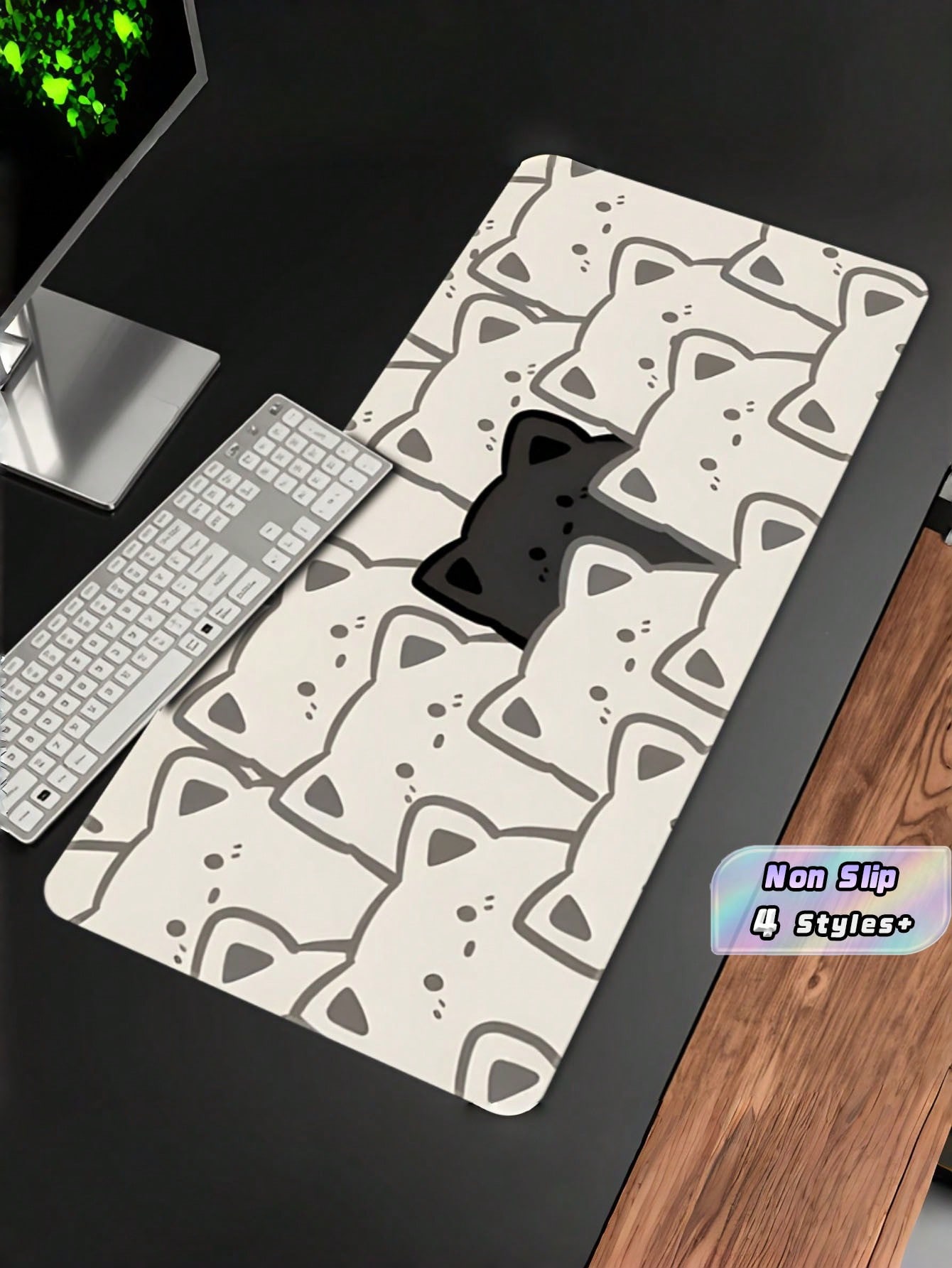Desk Setup Black And White - Mouse Pad Grande de Alta Qualidade