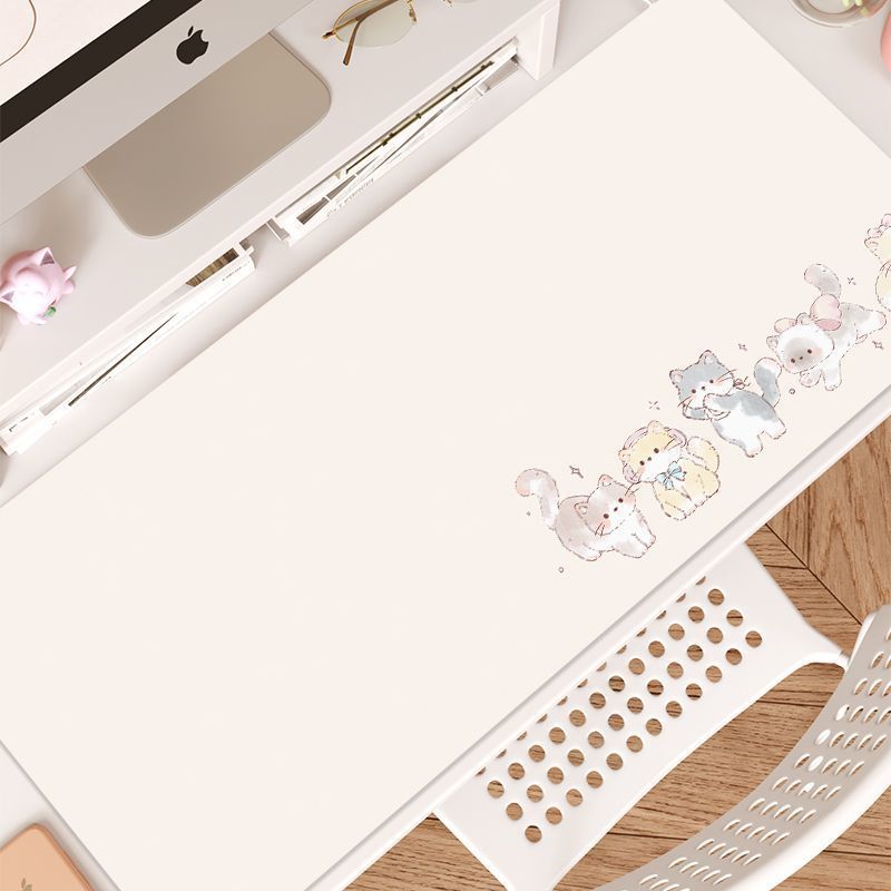 Yellow Desk Setup - Protetor de Mesa em Couro Rosa
