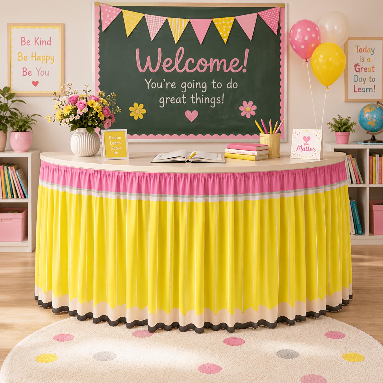 1PC Saia de Mesa Escolar com T - Yellow Desk Setup avaliação e preço