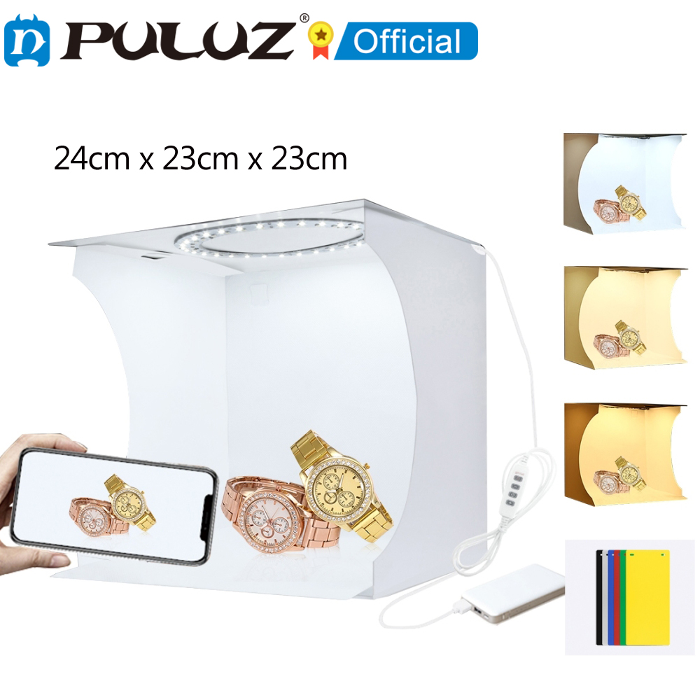 PULUZ-Mini LED Anel Light Box  - Desk Setup Background avaliação e preço