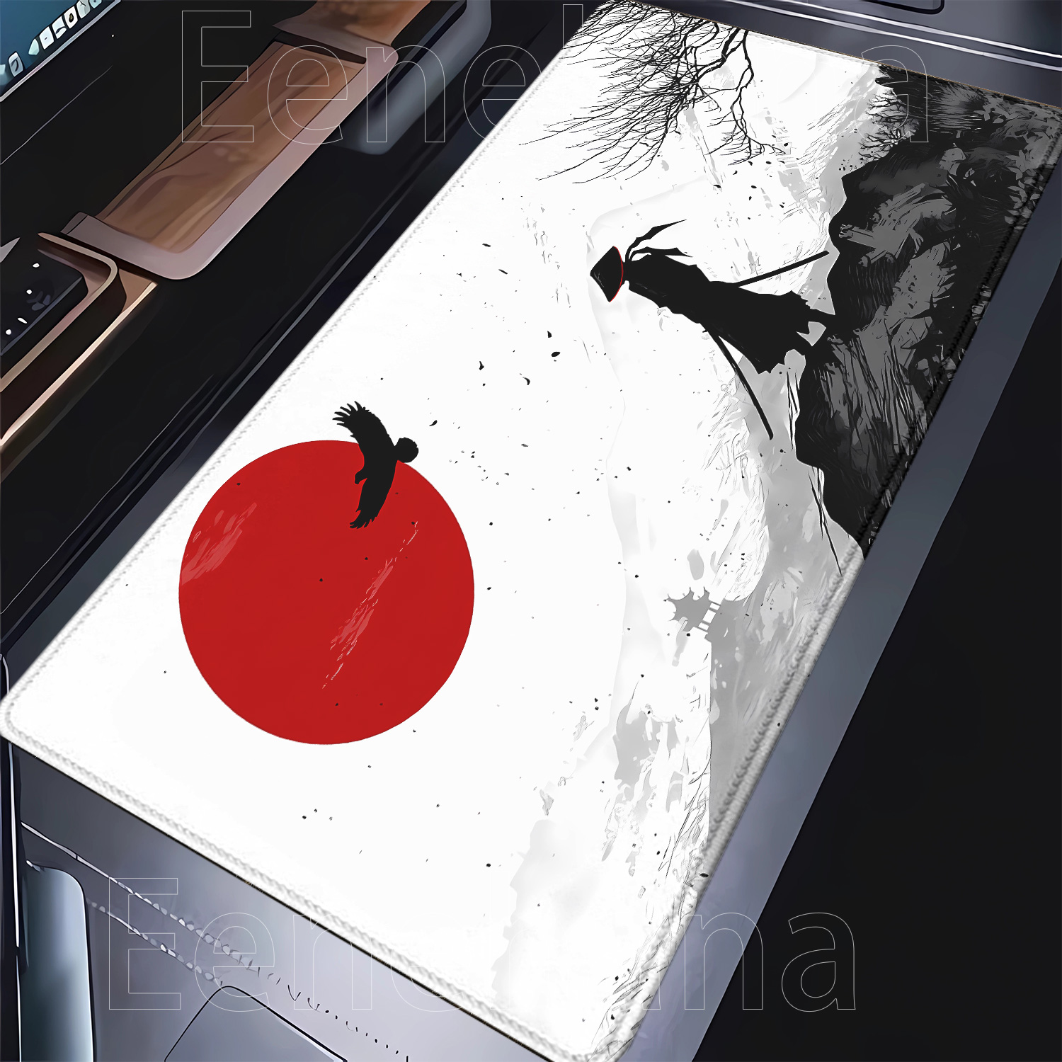Samurai guerreiro mousepad gam - Desk Setup Black And White avaliação e preço