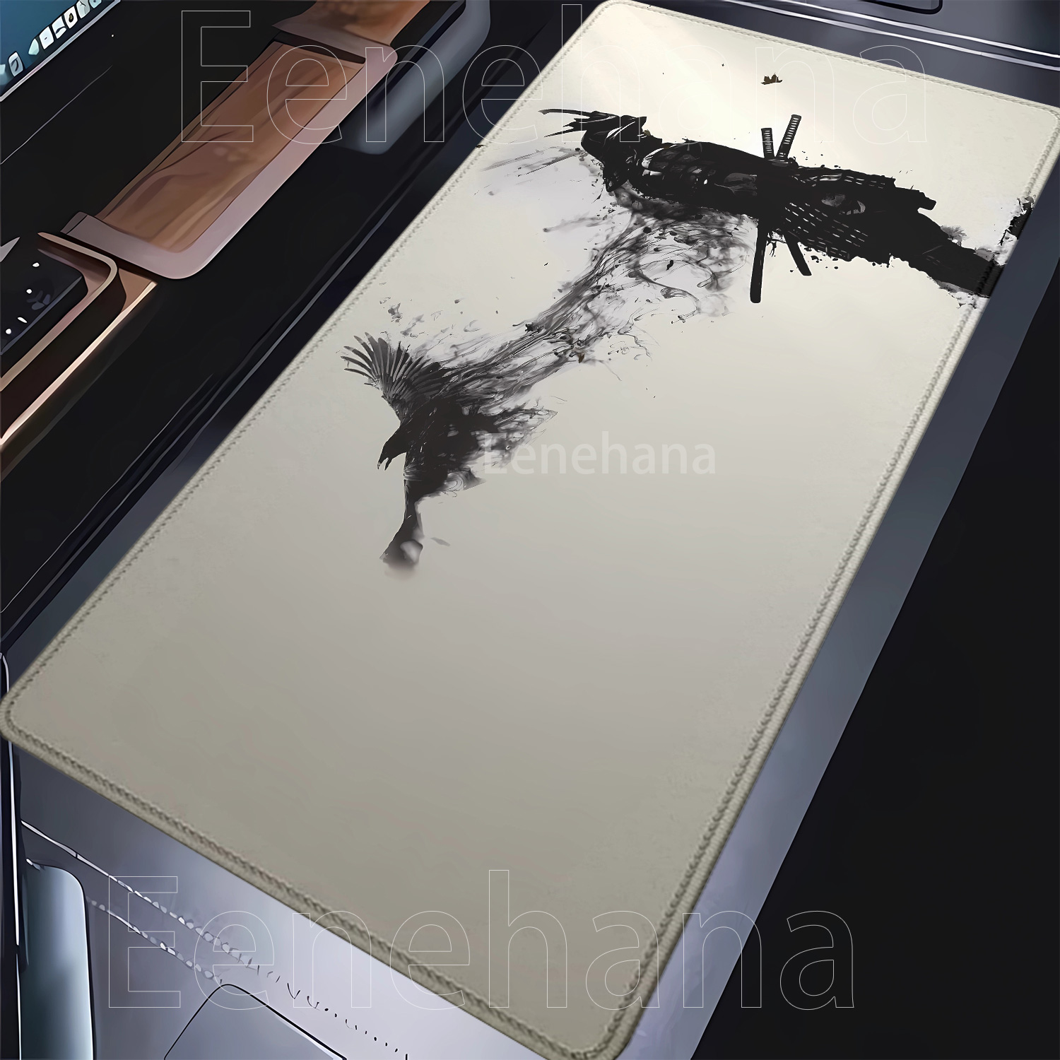Samurai guerreiro mousepad gam - Desk Setup Black And White avaliação e preço