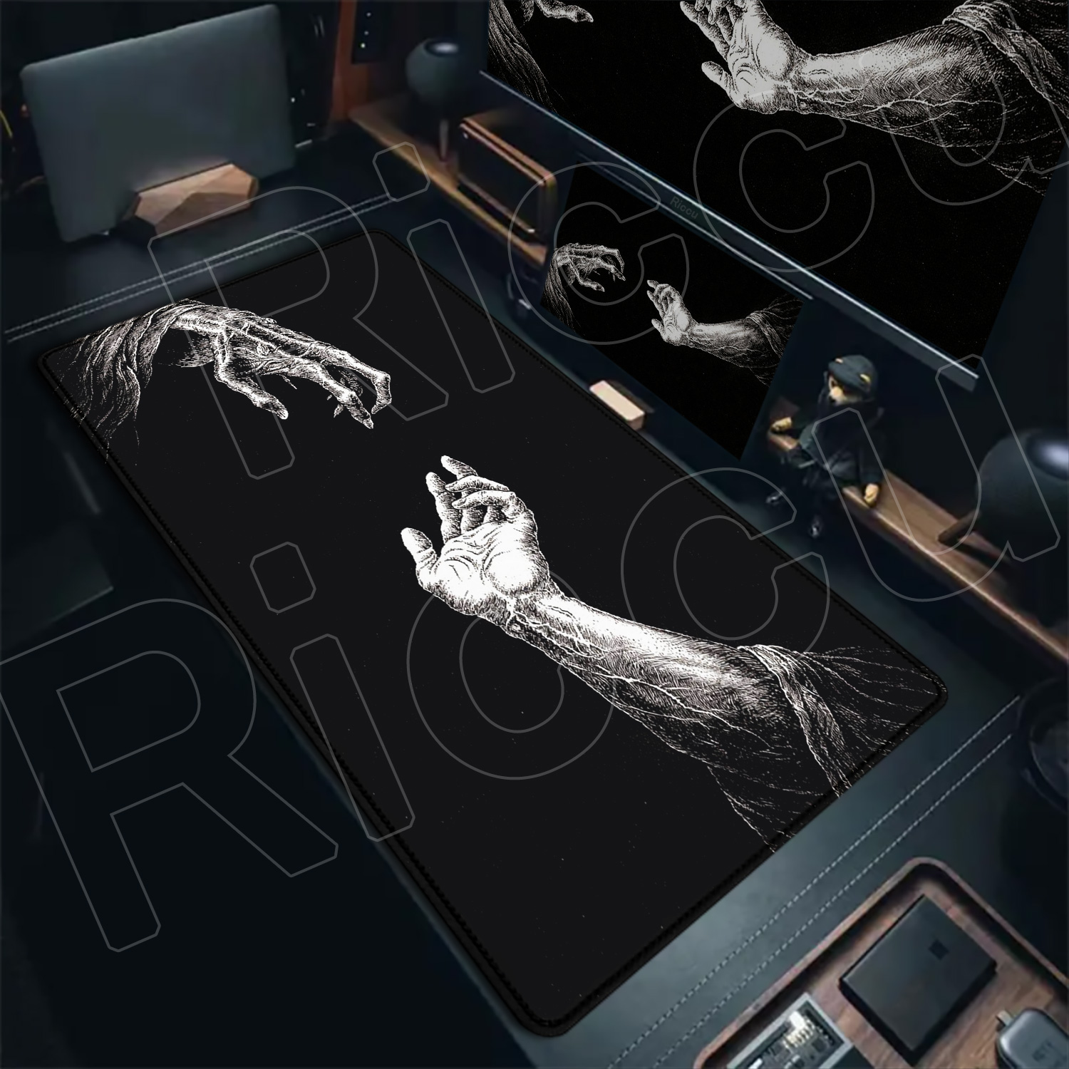 Mouse Pad Grande HD Preto e Br - Desk Setup Pc And Laptop avaliação e preço