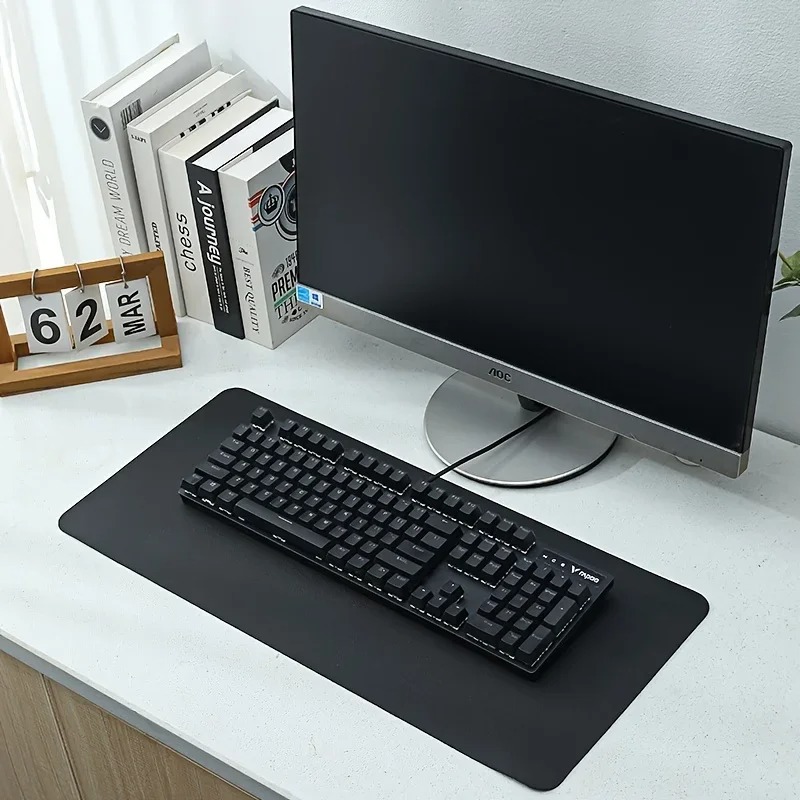 Rosa cor sólida couro tapete d - Yellow Desk Setup avaliação e preço