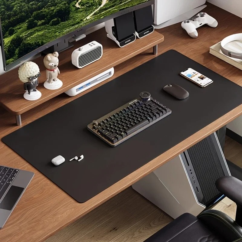 Rosa cor sólida couro tapete d - Yellow Desk Setup avaliação e preço